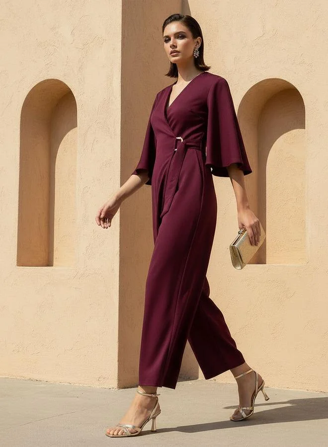 ايكونيك Iconic Jumpsuit Front Wrap with Zip Closure
